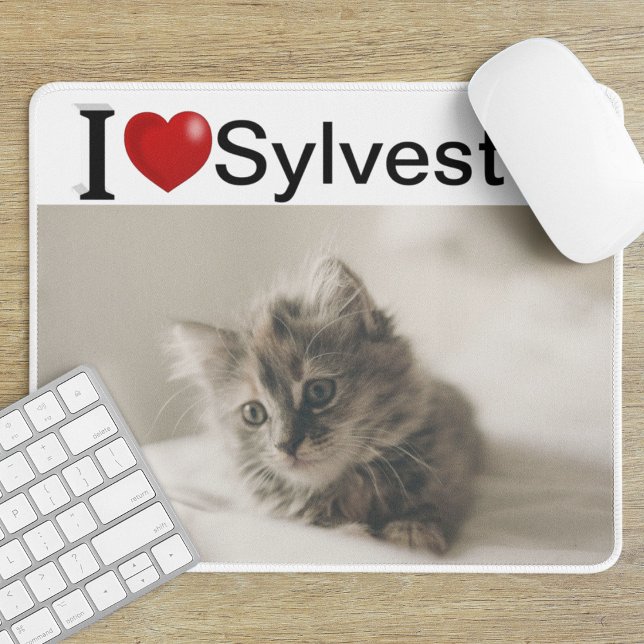 I Liebe My Cat personalisiert Foto Mousepad (Von Creator hochgeladen)