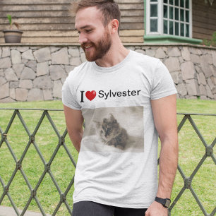 I Liebe My Cat personalisiert Foto T-Shirt