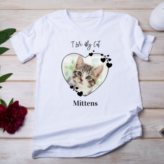 I Liebe My Cat Personalisiert Hefe Haustiere Foto T-Shirt (Von Creator hochgeladen)