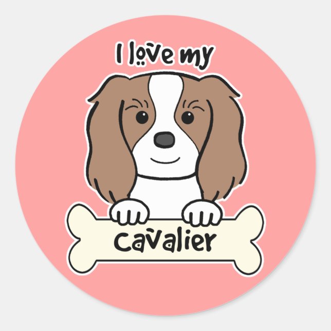 I Liebe My Cavalier King Charles Spaniel Runder Aufkleber (Vorderseite)
