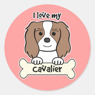 I Liebe My Cavalier King Charles Spaniel Runder Aufkleber