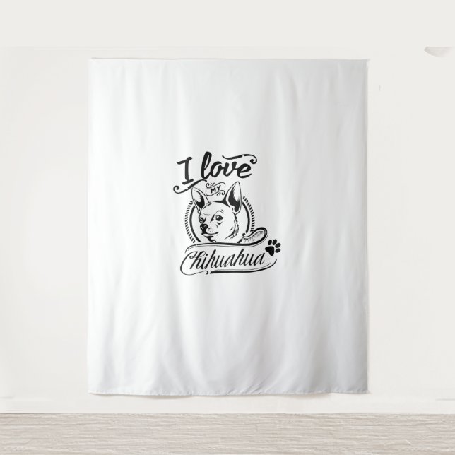 I Liebe My Chihuahua - Süße Tier Pet Paw Dog Liebe Wandteppich (Vorderseite)