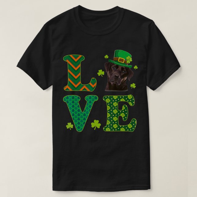 I Liebe My Chocolate Labrador St Patrick's Day Hun T-Shirt (Design vorne)