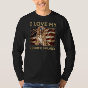 I Liebe My Cocker Spaniel Vater Mama American Flag T-Shirt