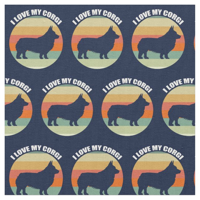 I Liebe My Corgi Stoff (Nahaufnahme)
