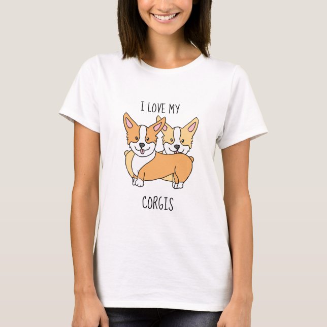 I Liebe My Corgis Dog Cartoon T-Shirt (Vorderseite)