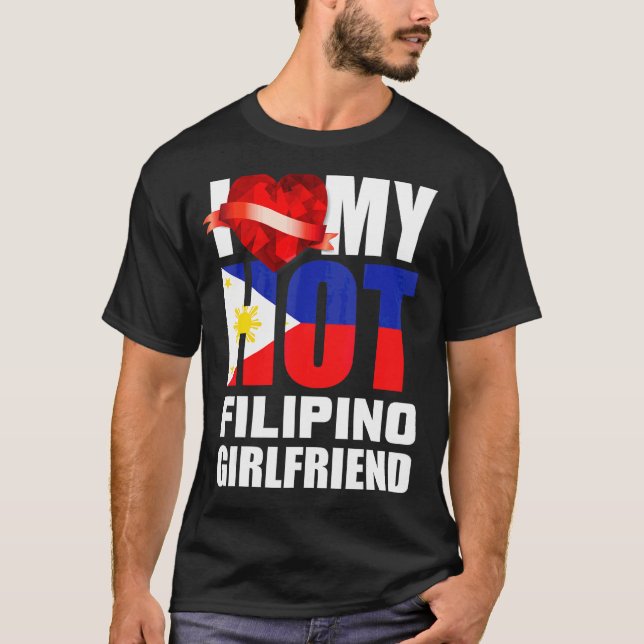 I Liebe My Crazy Filipino Girlfriend Crystal Heart T-Shirt (Vorderseite)