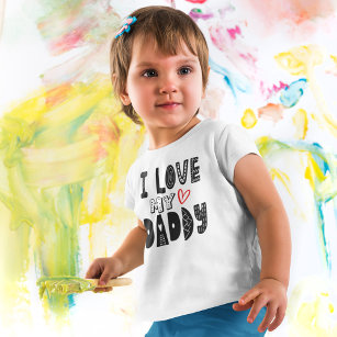 I Liebe My Daddy Heart Black Typografy Baby T-shirt