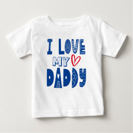 I Liebe My Daddy Heart Blue Typografie Baby T-shirt
