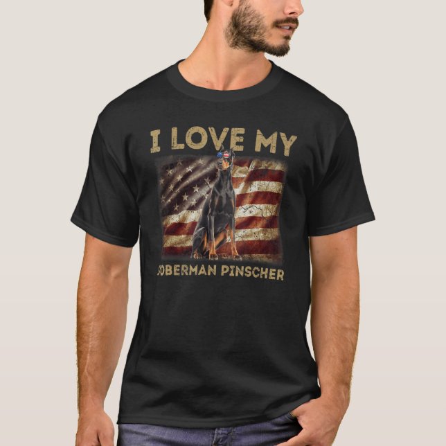 I Liebe My Doberman Pinscher Vater Mama American F T-Shirt (Vorderseite)