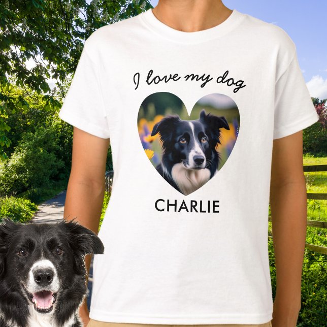 "I Liebe My Dog" Foto für Haustiere im Herzen und  T-Shirt (A t-shirt for dog lovers, to personalize with photo and name of pet)