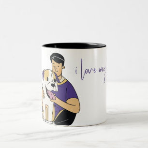 I Liebe My Dog - Male Edition Zweifarbige Tasse