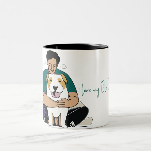 I Liebe My Dog - Männliche Edition 4 Zweifarbige Tasse (Mittel)