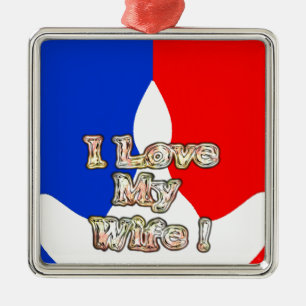 "I Liebe My Ehefrau" Art Print Silbernes Ornament