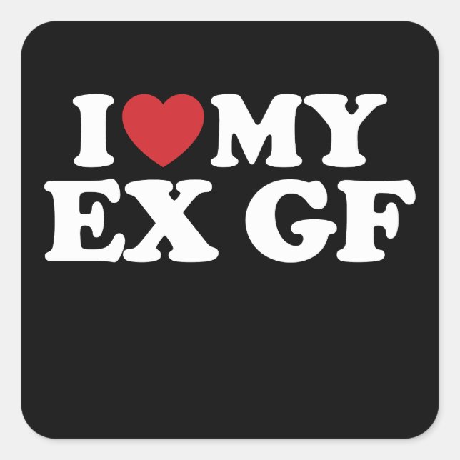 I Liebe My Ex Girlfriend I Heart Groovy Quadratischer Aufkleber (Vorderseite)