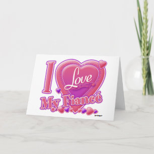 I Liebe My Fiancé pink/lila - Herz Feiertagskarte