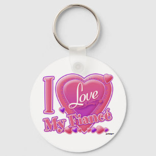 I Liebe My Fiancé pink/lila - Herz Schlüsselanhänger