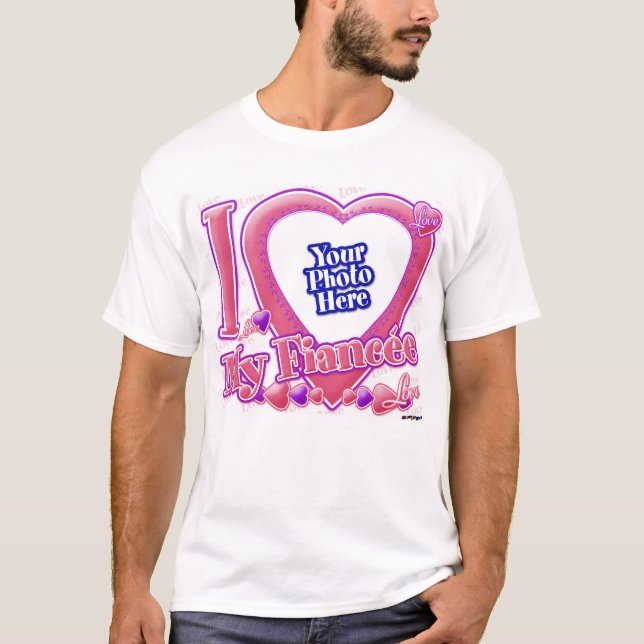 I Liebe My Fiancée rosa/lila - Foto T-Shirt (Vorderseite)