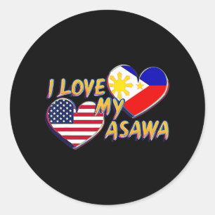 I Liebe My Filipina Ehefrau American Filipino Asaw Runder Aufkleber