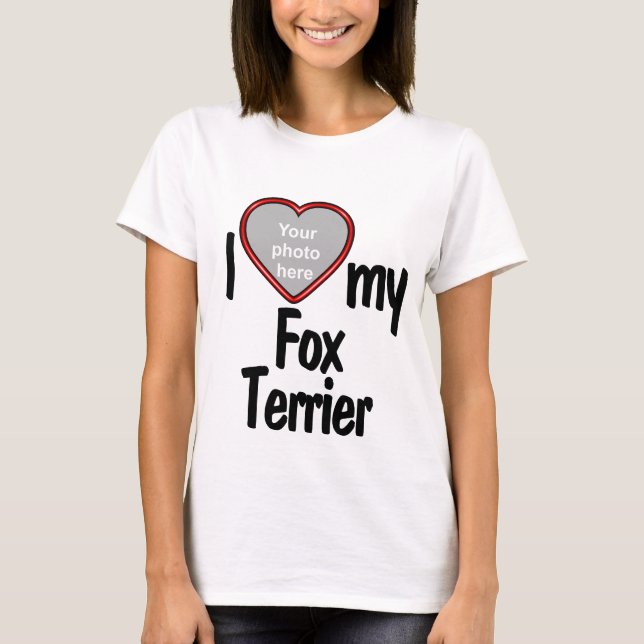 I Liebe My Fox Terrier - Niedliches Herz Foto Fram T-Shirt (Vorderseite)