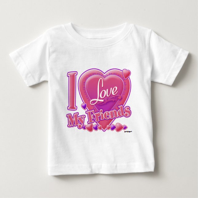 I Liebe My Friends pink/lila - Herz Baby T-shirt (Vorderseite)
