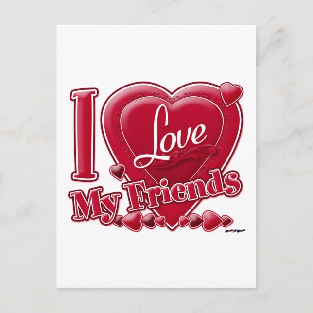 I LIEBE MY Friends red - heart Postkarte (Vorderseite)