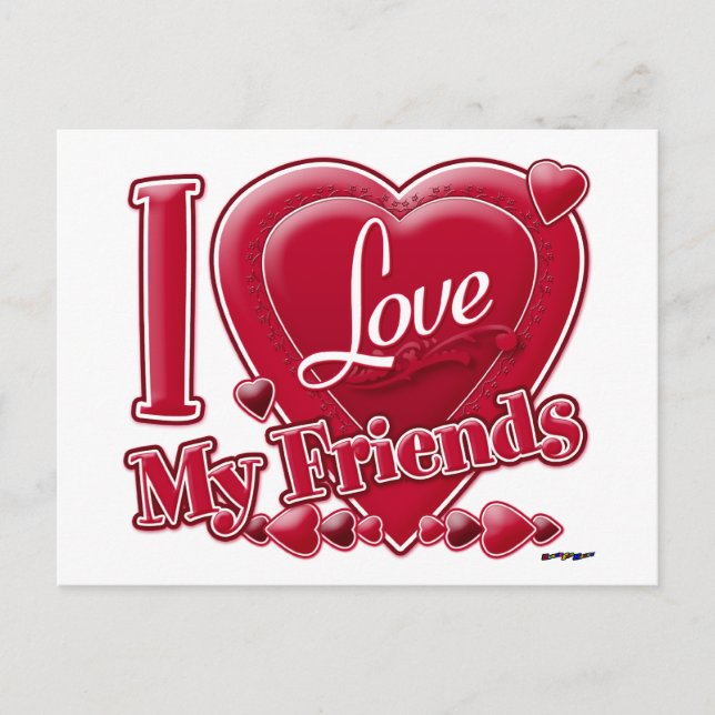 I LIEBE MY Friends red - heart Postkarte (Vorderseite)