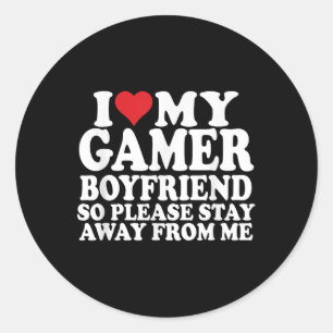 I Liebe My Gamer Boyfriend Heart Bf Video Games, G Runder Aufkleber