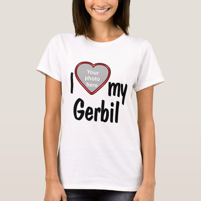 I Liebe My Gerbil - Niedliches Rotes Herz Foto Rah T-Shirt (Vorderseite)
