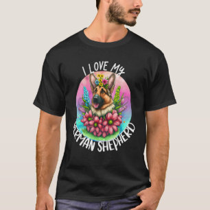 I Liebe My German Shepherd Dog Mama Blume Welppy F T-Shirt