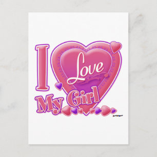 I Liebe My Girl pink/lila - Herz Postkarte