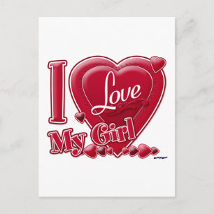 I Liebe My Girl red - heart Postkarte