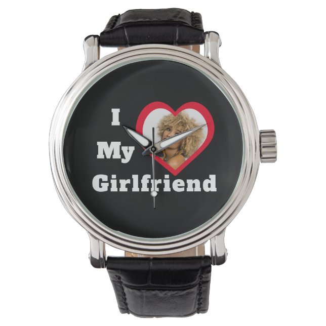I Liebe My Girlfriend Bae Personalisiertes Foto Armbanduhr (Vorderseite)