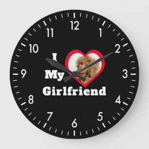 I Liebe My Girlfriend Bae Personalisiertes Foto Große Wanduhr