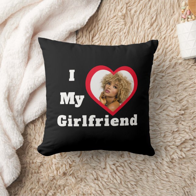 I Liebe My Girlfriend Bae Personalisiertes Foto Kissen (Decke)