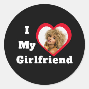 I Liebe My Girlfriend Bae Personalisiertes Foto Runder Aufkleber