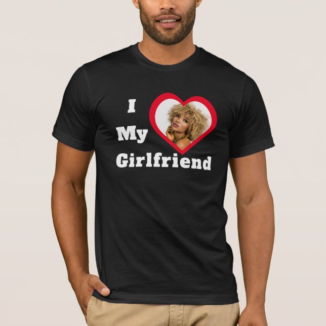 I Liebe My Girlfriend Bae Personalisiertes Foto T-Shirt (Vorderseite)
