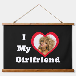 I Liebe My Girlfriend Bae Personalisiertes Foto Wandteppich Mit Holzrahmen