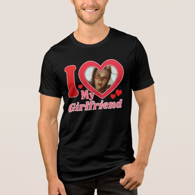 I Liebe My Girlfriend Ehefrau Ehemann Foto Tri-Blend Shirt (Vorderseite)