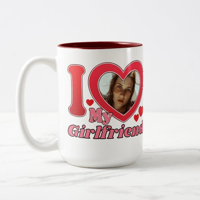 I Liebe My Girlfriend Ehefrau Ehemann Foto Zweifarbige Tasse (Links)