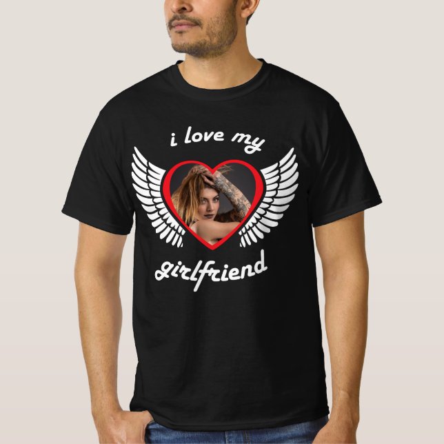 I Liebe My Girlfriend Foto Black T - Shirt (Vorderseite)