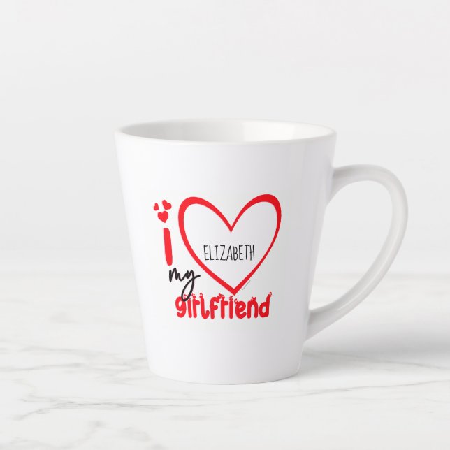 I Liebe My Girlfriend Foto Geschenk Latte Tasse (Rechts)