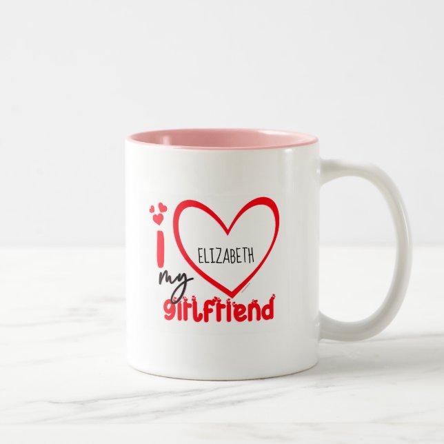 I Liebe My Girlfriend Foto Gift Classic Tasse, 11  Zweifarbige Tasse (Rechts)