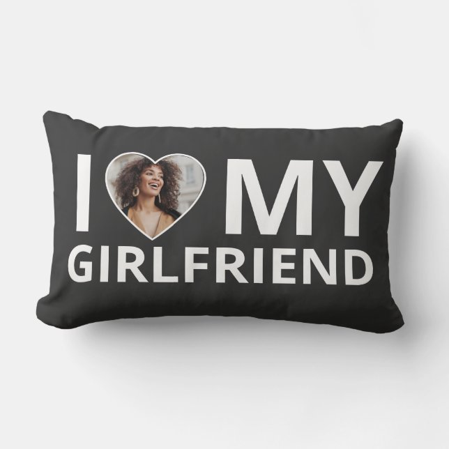 I Liebe My Girlfriend Foto Herz Funny Boyfriend Lendenkissen (Vorderseite)