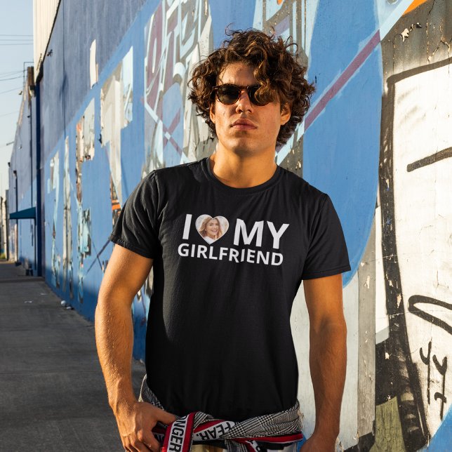 I Liebe My Girlfriend Foto Herz Funny Boyfriend T-Shirt (Von Creator hochgeladen)