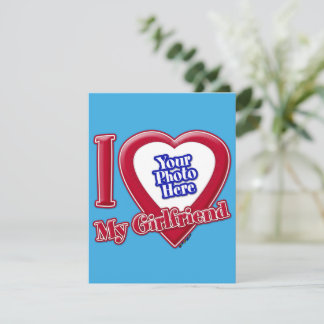 I Liebe My Girlfriend Foto Red Heart Aquamarin Feiertagskarte