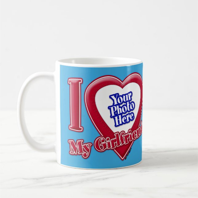 I Liebe My Girlfriend Foto Red Heart Aquamarin Kaffeetasse (Links)