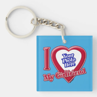 I Liebe My Girlfriend Foto Red Heart Aquamarin Schlüsselanhänger