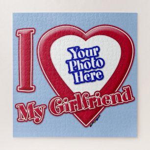 I Liebe My Girlfriend Foto Red Heart Baby Blue Puzzle