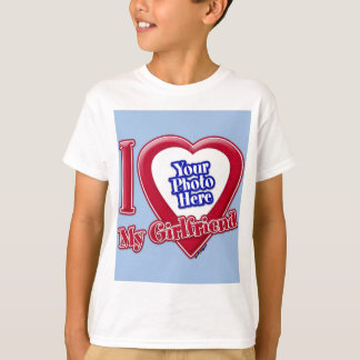 I Liebe My Girlfriend Foto Red Heart Baby Blue T-Shirt